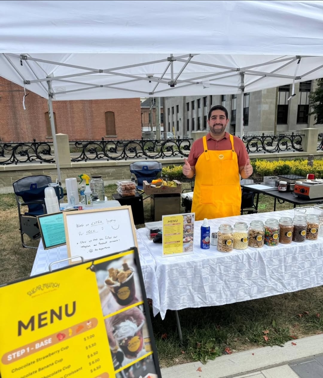 Mustafa Rayan at The Sugar Munch booth in Fredericton